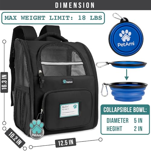 Dog Backpack Carrier Airline Approved Cat Pet Puppy Bag (Black)