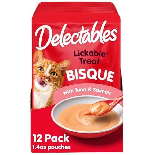 Lickable Treat Bisque Wet Cat Treat with Real Tuna & Salmon (1.4 Ounce (Pack of 12))