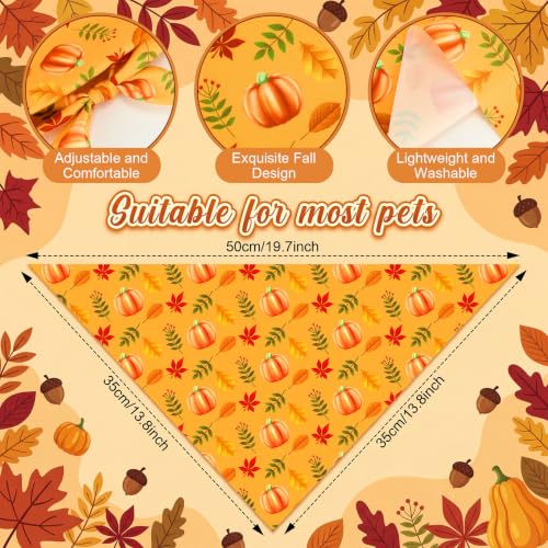 100 Pcs Fall Dog Bandanas Bulk Autumn Pumpkin Maple Leaves Pattern (19.7 x 13.8 x 13.8 Inch / Fall)