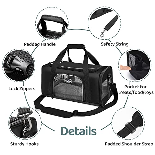 TSA Approved Pet Carrier for Small Cats and Dogs (17.7"L x 11.0"W x 8.3"H / 1.0 Black)