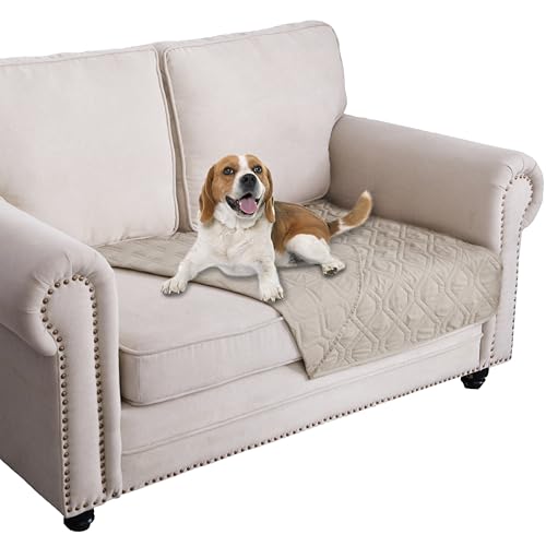 Waterproof Dog Bed Cover Pet Blanket for Furniture Bed Couch Sofa Reversible (30x60 Inch (Pack of 1) / Ivory)