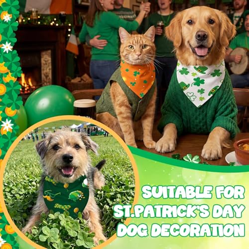 50 Pcs St Patrick's Day Dog Bandanas Bulk Green Shamrocks Bandanas for Dogs Triangle Kerchief Bibs Scarf for Pet Irish Costume Photo Props Pet Shops Groomer (St Patricks Day / 19.7 x 13.8 x 13.8'')