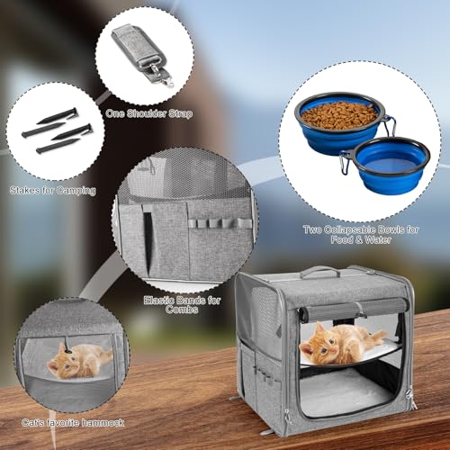 Extra Large Cat Carrier for Cat with Zipper Locks (Grey)