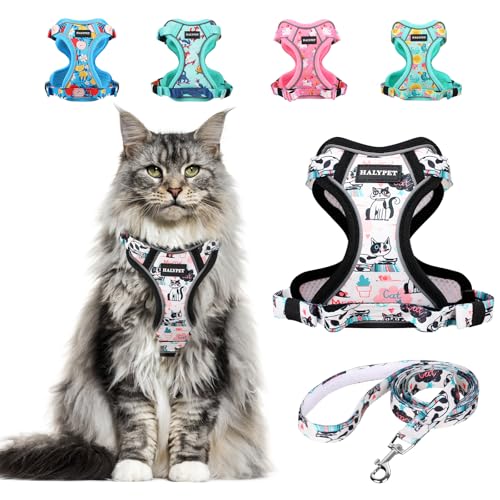 Cat Harness and Leash Set[MAX Safety 4th (H603 Pro Inky Meowy / Medium (13-18lb))