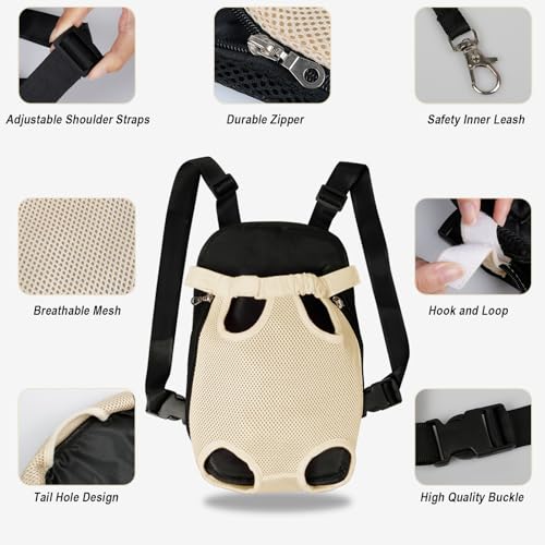 Dog Carrier Backpack Pet Legs Out Front Cat Travel Bag (X-Large / Beige)