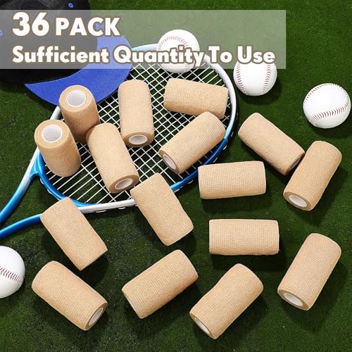 36 Pcs Self Adherent Bandage 4" X 5 Yard Wrap Breathable (Nude / 4" X 5 Yard)