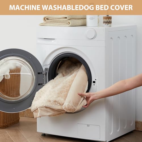 Orthopedic Washable Large Dog Bed for Senior Dog Comfy Sleep (36"l x 27"w x 6.5"th / Beige)