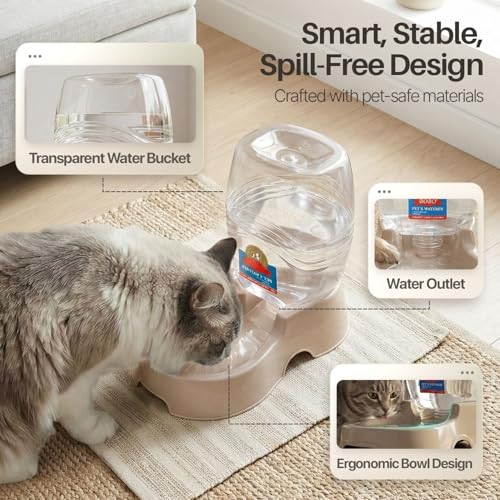 Gravity Pet Water Dispenser for Cats & Small Dogs (Beige / 0.9 L)