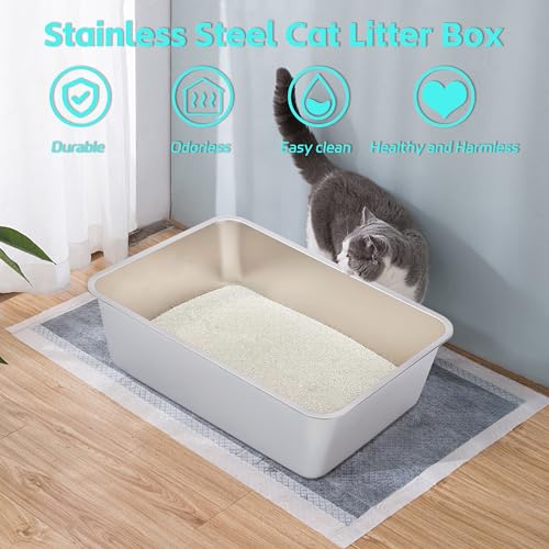 Stainless Steel Litter Box (2packs-XXL-8" H)