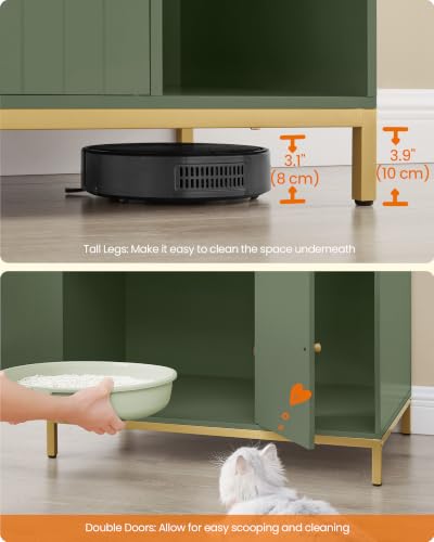 Cat Litter Box Enclosure (Forest Green + Gold / L (31.5"l X 19.7"w X 21.7"h))