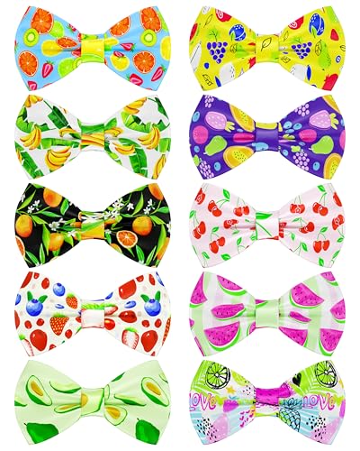 10 Pack Fruit Dog Bowties for Large Dogs Sliding on Collar (M/L)