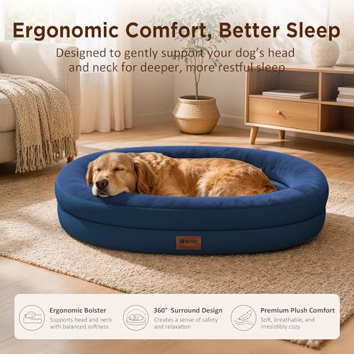 Waterproof Orthopedic Dog Bed for Extra Large Dogs (Navy / 48"L x 35"W x 7.5"Th)