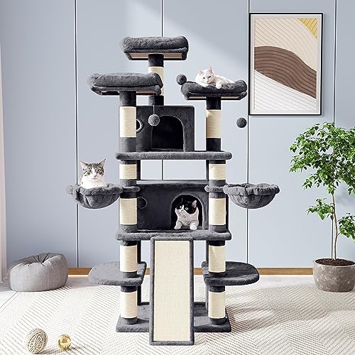 68 Inches Cat Tree (68 in / Smoky Grey)