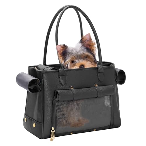 Fashion Pet Carrier Purse for Small Cat and Dog (Black / 15.8"L x 7.5"W x 11.8"H)