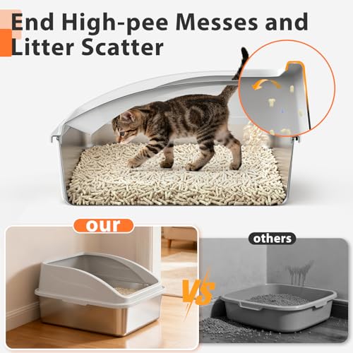 Stainless Steel Litter Box (Ivory White / X-Large)