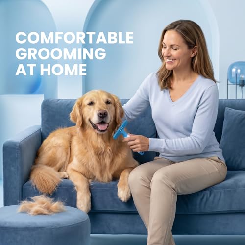 Poodle Pet Dog Grooming Rake (Blue / Shedding Comb)