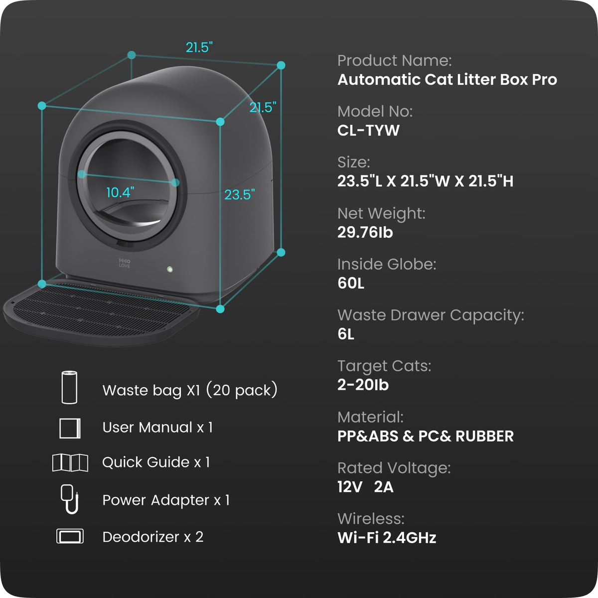 TYPro Self Cleaning Cat Litter Box Automatic Hands