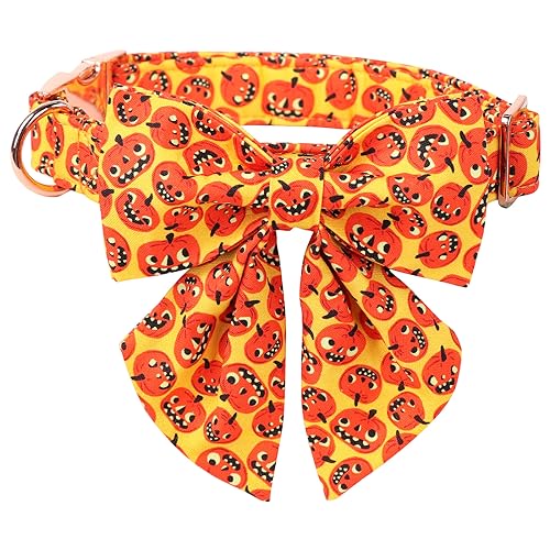 Halloween Dog Collar with Bowtie (Medium (Pack of 1) / C:Funny Pumpkin)