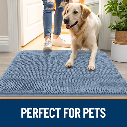 Dog Door Mat for Muddy Paws 70x32 (Airy Blue / 70" X 32")