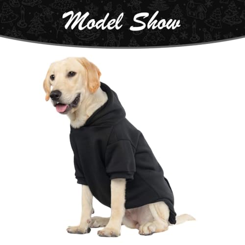 Dog Hoodie for Large Medium Small Dogs (Black / X-Large)