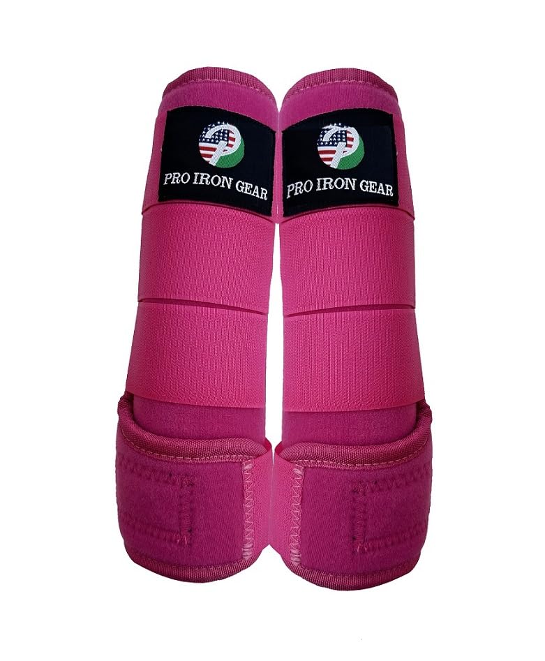 Horse Medicine Brushing Boots Leg Wraps Protection Gear Set of 2 and Set of 4 in 14 Colors (SMALL/PONY / PINK (SET OF 2))
