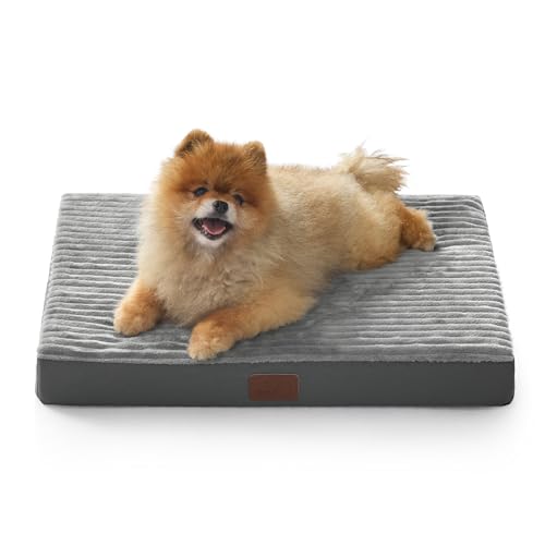 ComfyFleece Small Dog Bed with Washable Cover (23x17x2.8 / Charcoal Grey)
