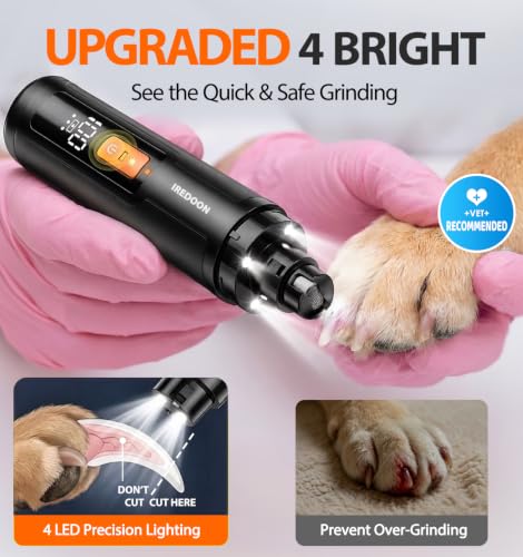 Dog Nail Grinder with 4 LED Lights (Black)