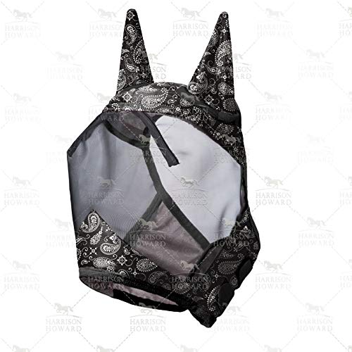 LumiVista Horse Fly Mask Standard with Ears UV Protection for Horse Paisley Wave L Full Size (Paisley Wave / Full (Large))