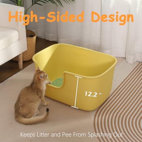 Extra Large Litter Box with High Sides & Low Entry (Pure Grey)