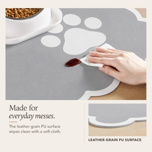 Scalloped Dog Feeding Mat (Grey / 22"L x 17"W)