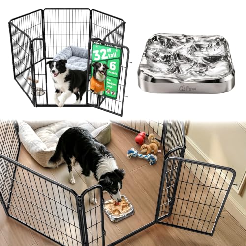 Homeplus Indoor Dog Playpen with Lick Mat (Black / 32"H)