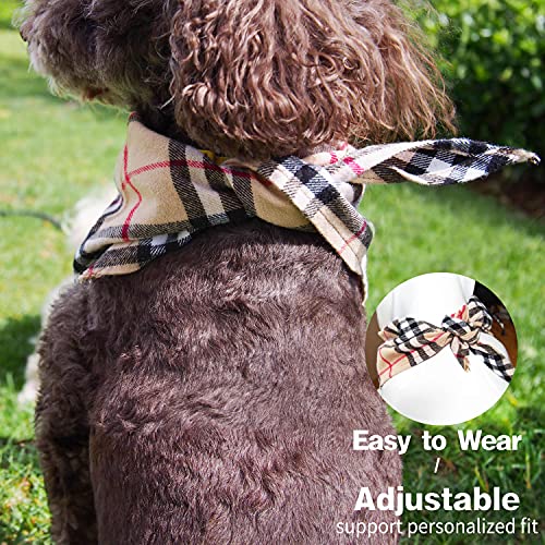 Adjustable Plaid Dog Bandanas (Pink / Small)