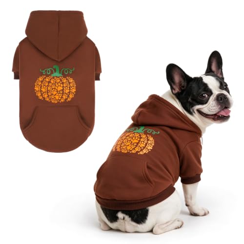 Fall Dog Clothes Thanksgiving Pet Hoodie Sweater for Large Dogs (Brown / Medium)