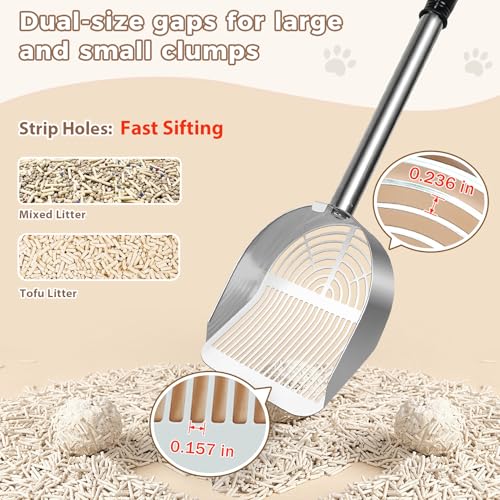 Cat Litter Scoop Deep Shovel (Long Handle-For long particles / Silver)