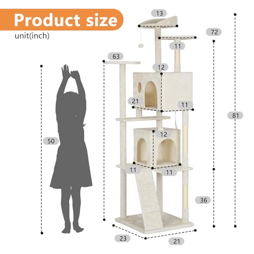 81" Cat Tree Tower (81in / Beige)