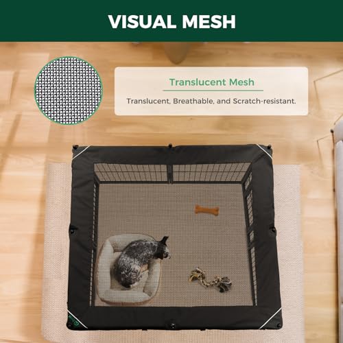 Homeplus Indoor Dog Playpen with Mesh Top Cover (Black / 45"H)