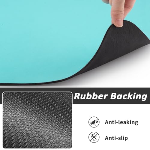 Dog Food Mat Absorbent Cat Mat for Food and Water (Teal / 19"L x 12"W)