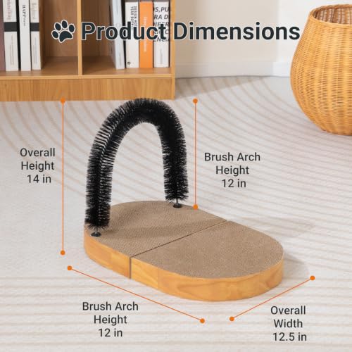 Cat Arch Brush Self Grooming Massager Hair Cleaner Toy with Scratching Pad (Tan Scratcher)