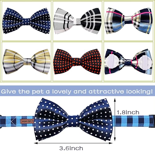 10 Pack Dot Dog Bowties for Small Dogs Slide on Collar (S/M)