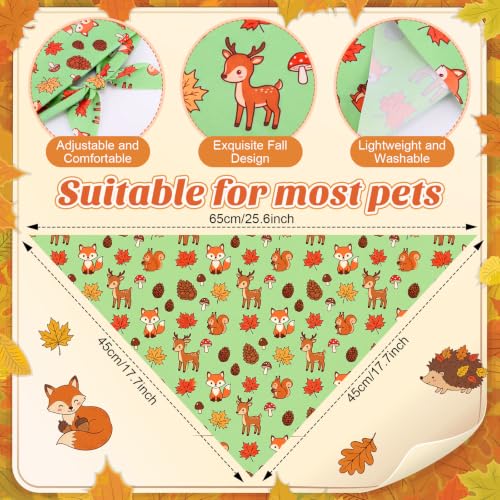 50 Pcs Fall Dog Bandanas Bulk Autumn Leaf Pumpkin Acorn Mushroom (Woodland Autumn / 25.6 x 17.7 x 17.7")
