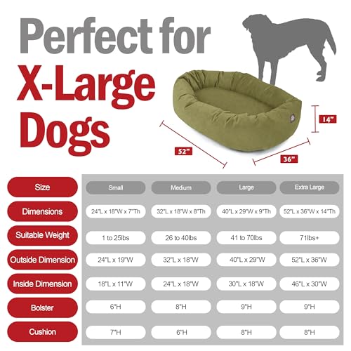 Suede Shredded Memory Foam Mix Calming Dog Bed Washable (Sage)
