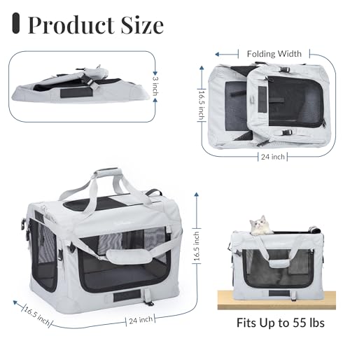 Extra Large Cat Carrier for 2 Cats (24.0"L x 16.5"W x 16.5"H / Starry Grey)