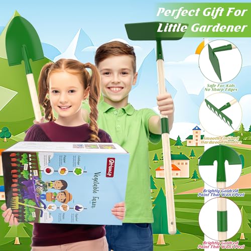 Kids Gardening Tools Outdoor Toys Set Backyard Play with Wheelbarrow Educational STEM Learning Pretend Toys Outdoor Indoor for Toddlers Kids Boys Girls (Green2)