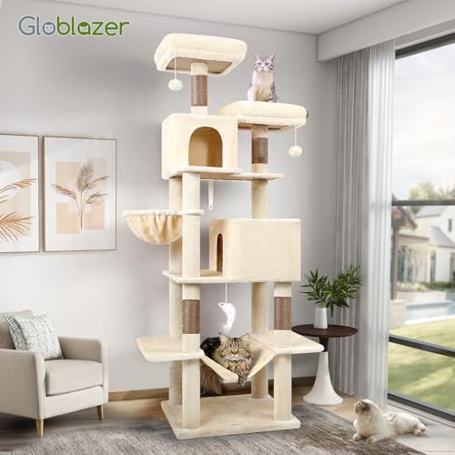 Extra Tall Cat Tree Tower for Indoor Cats (Beige / 76 inch)