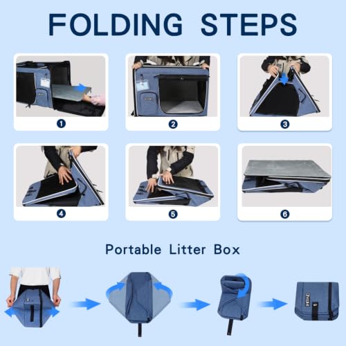 Extra Large Cat Carrier with Litter Box and Wheels for Car Travel