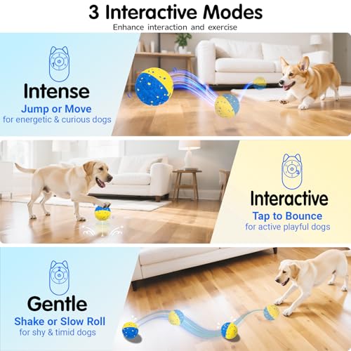 Dog Ball Smart Interactive Dog Toy with Remote Control (Blue+Yellow)
