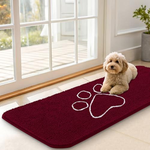 Dog Door Mat for Muddy Paws 70x35 (Burgundy / 70" X 35")