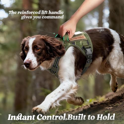 Tactical Dog Harness for Large Dogs (Xl(chest:23.6"-41.8",neck:21.7"-32.3",back:9.1") / Green Camo)