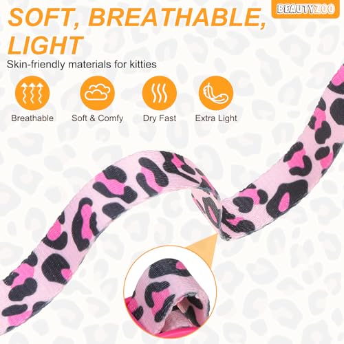 Cat Harness and Leash Set (Medium(Chest: 14"-22") / Leopard Pink)
