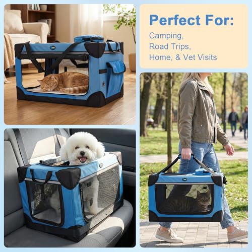 Collapsible Travel Dog Crate for Cat Doggie (Blue)